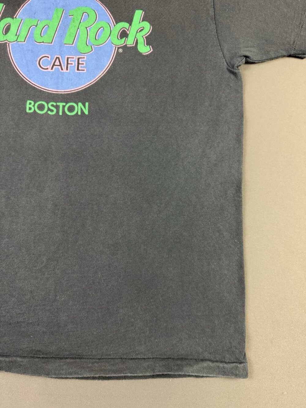 Rare Vintage 90s Hard Rock Cafe Boston Art Sun Fade Black Large Promo Tee - Picture 5 of 8